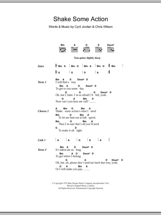 The Flamin' Groovies Shake Some Action Sheet Music Notes & Chords for Guitar Chords/Lyrics - Download or Print PDF