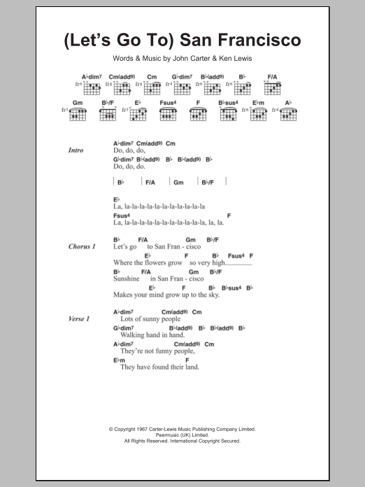 The Flower Pot Men (Let's Go To) San Francisco Sheet Music Notes & Chords for Lyrics & Chords - Download or Print PDF