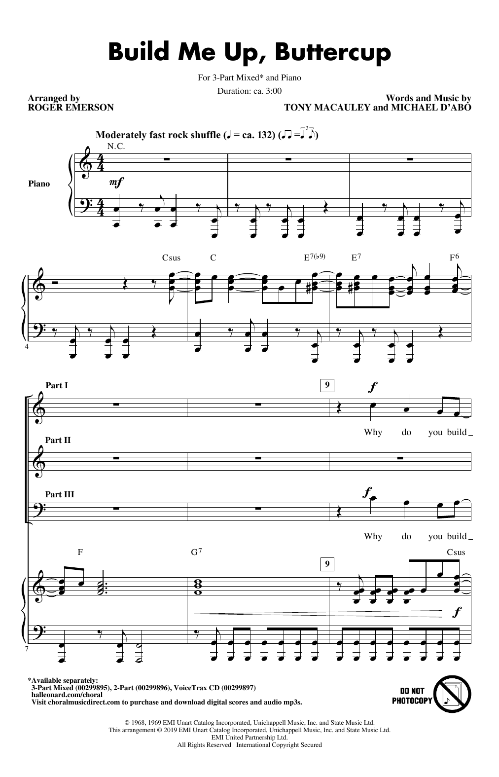 The Foundations Build Me Up, Buttercup (arr. Roger Emerson) Sheet Music Notes & Chords for 3-Part Mixed Choir - Download or Print PDF