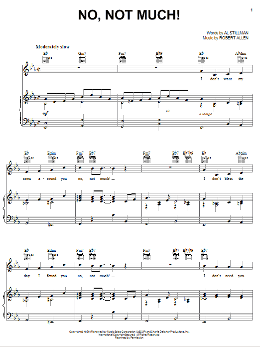 The Four Lads No, Not Much! Sheet Music Notes & Chords for Melody Line, Lyrics & Chords - Download or Print PDF