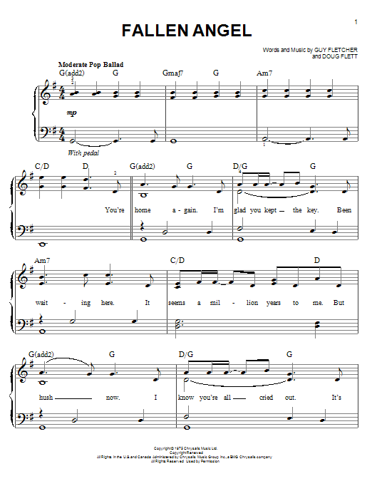 The Four Seasons Fallen Angel Sheet Music Notes & Chords for Easy Piano - Download or Print PDF