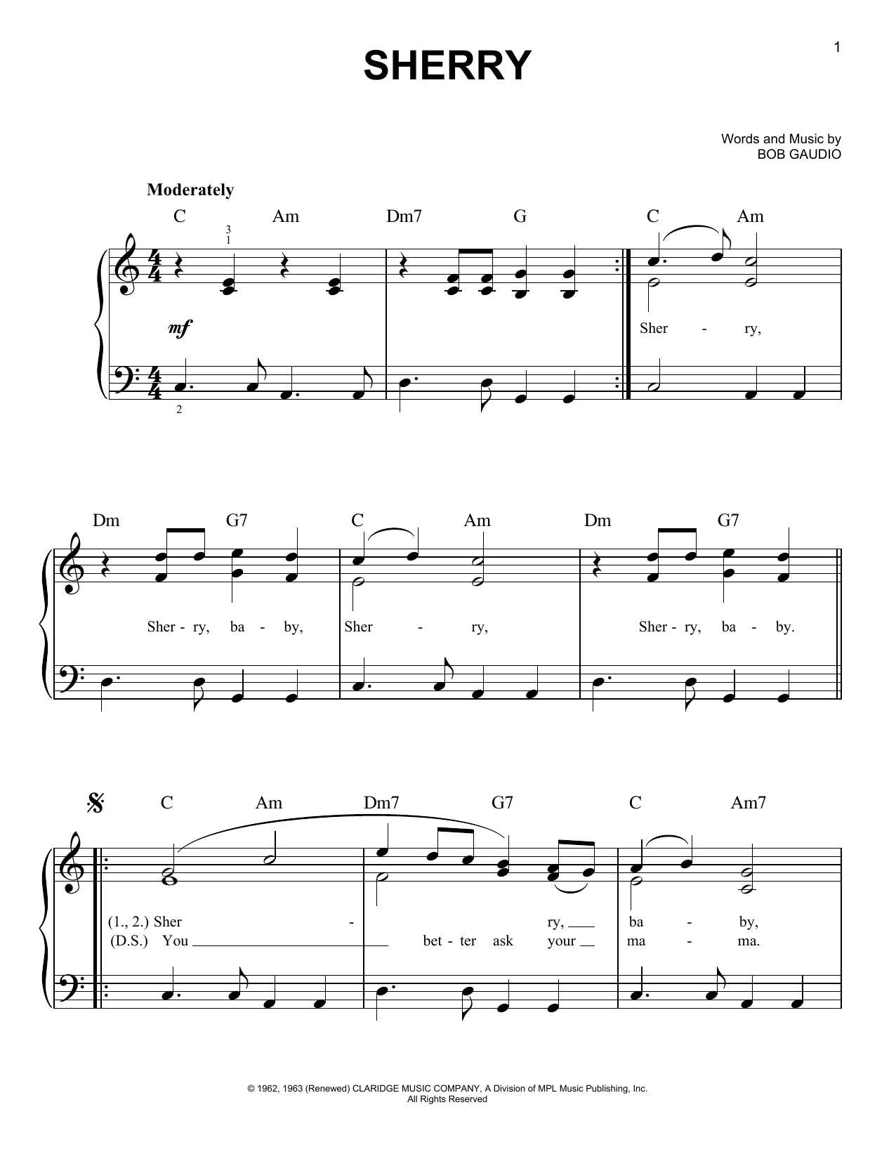 The Four Seasons Sherry Sheet Music Notes & Chords for Flute - Download or Print PDF