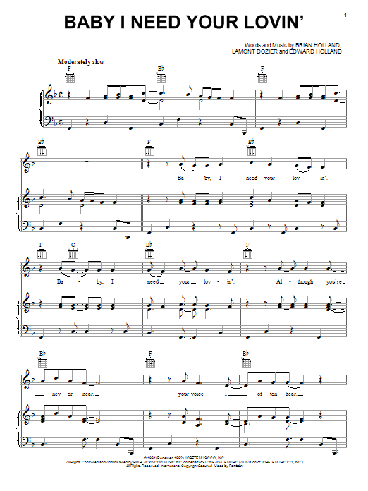The Four Tops Baby I Need Your Lovin' Sheet Music Notes & Chords for Ukulele - Download or Print PDF