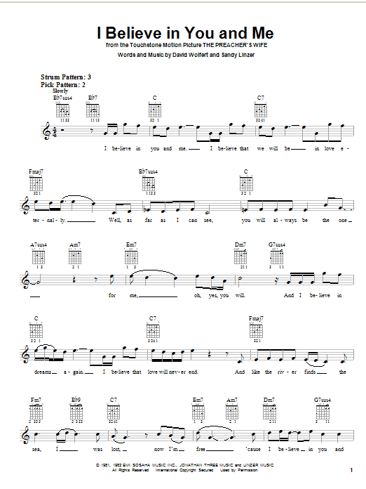 The Four Tops I Believe In You And Me Sheet Music Notes & Chords for Guitar Tab - Download or Print PDF