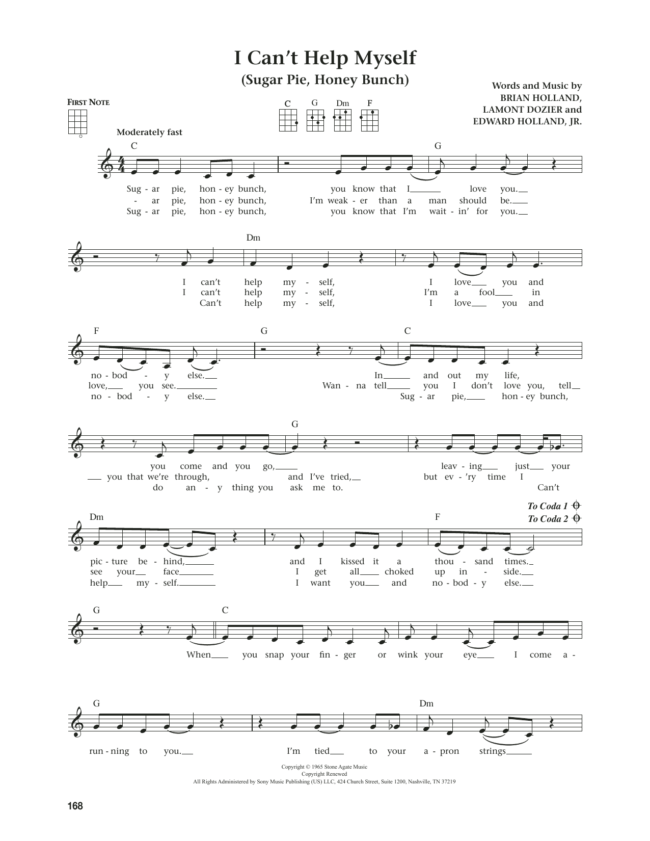 The Four Tops I Can't Help Myself (Sugar Pie, Honey Bunch) (from The Daily Ukulele) (arr. Jim Beloff) Sheet Music Notes & Chords for Ukulele - Download or Print PDF