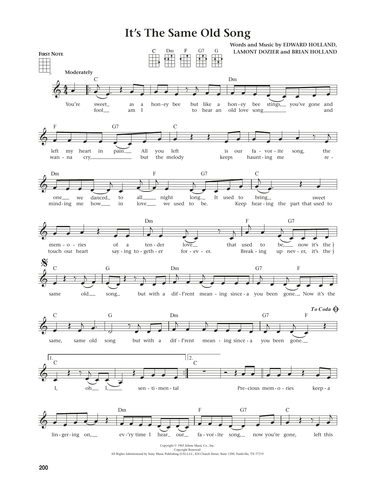 The Four Tops It's The Same Old Song (from The Daily Ukulele) (arr. Jim Beloff) Sheet Music Notes & Chords for Ukulele - Download or Print PDF