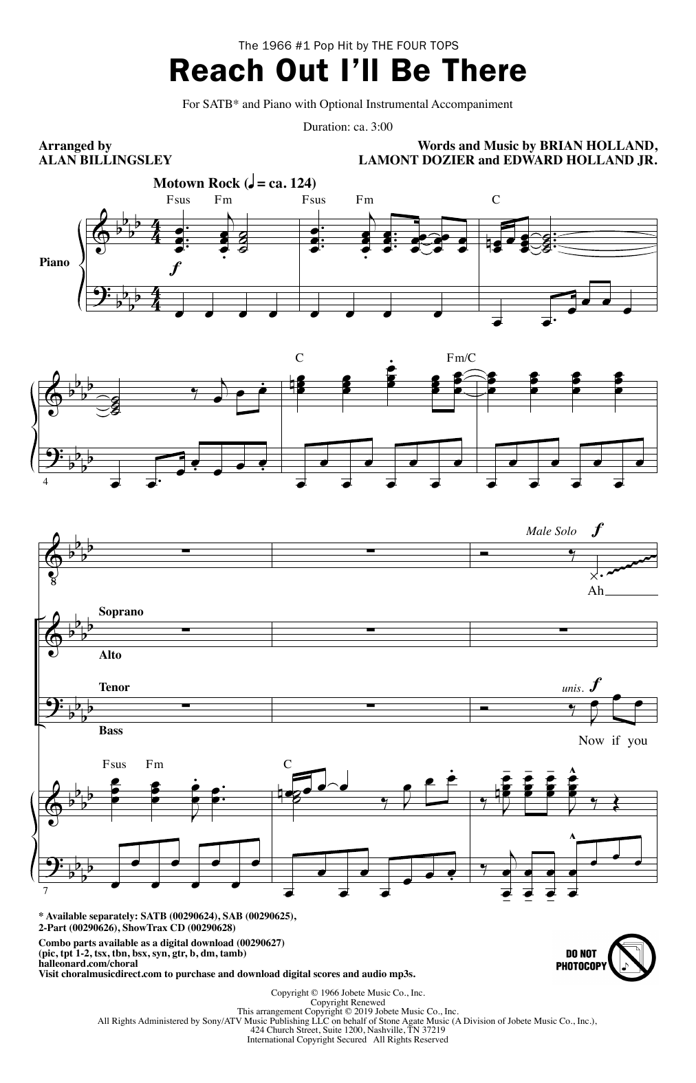 The Four Tops Reach Out I'll Be There (arr. Alan Billingsley) Sheet Music Notes & Chords for SAB Choir - Download or Print PDF