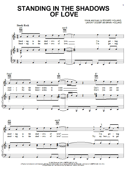 The Four Tops Standing In The Shadows Of Love Sheet Music Notes & Chords for Piano, Vocal & Guitar (Right-Hand Melody) - Download or Print PDF