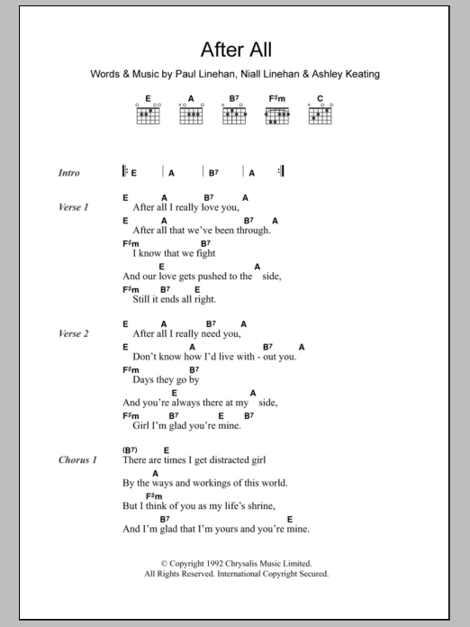 The Frank And Walters After All Sheet Music Notes & Chords for Lyrics & Chords - Download or Print PDF