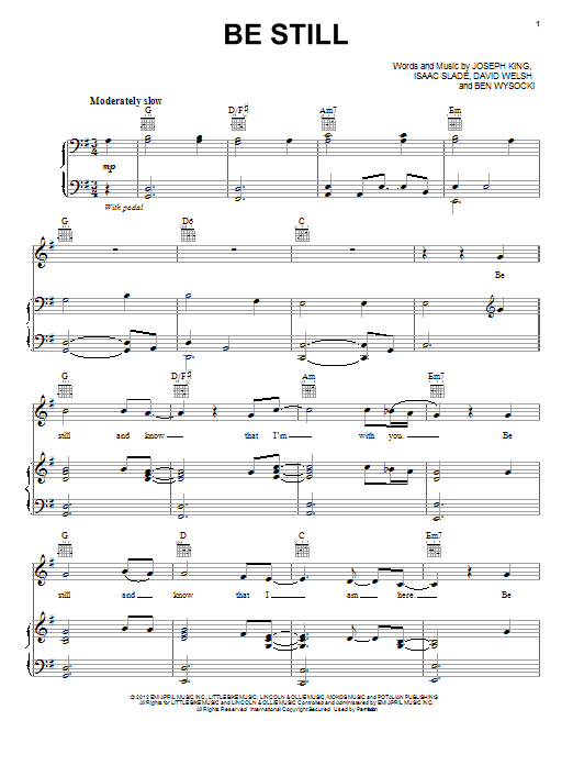 The Fray Be Still Sheet Music Notes & Chords for Piano, Vocal & Guitar (Right-Hand Melody) - Download or Print PDF