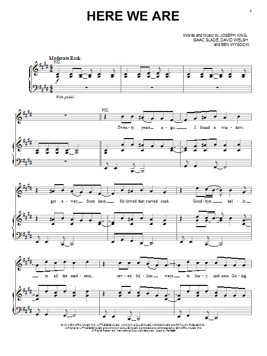 The Fray Here We Are Sheet Music Notes & Chords for Piano, Vocal & Guitar (Right-Hand Melody) - Download or Print PDF