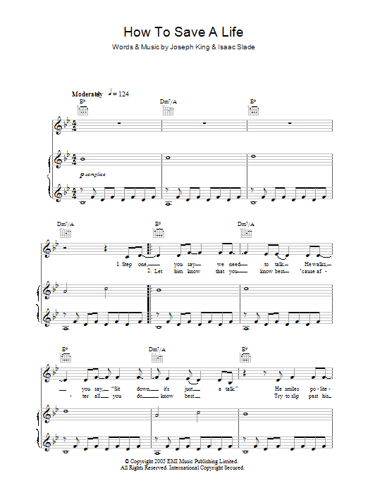 The Fray How To Save A Life Sheet Music Notes & Chords for Easy Guitar Tab - Download or Print PDF