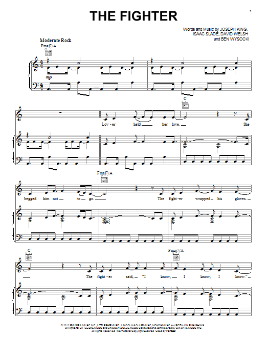 The Fray The Fighter Sheet Music Notes & Chords for Piano, Vocal & Guitar (Right-Hand Melody) - Download or Print PDF