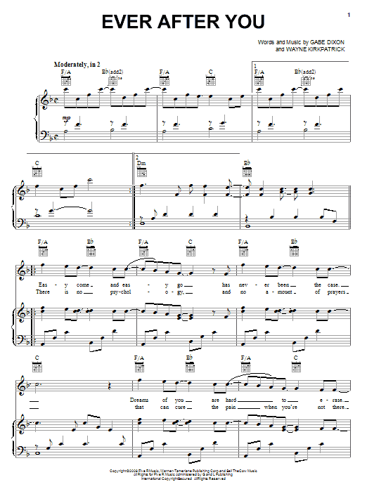 The Gabe Dixon Band Ever After You Sheet Music Notes & Chords for Piano, Vocal & Guitar (Right-Hand Melody) - Download or Print PDF