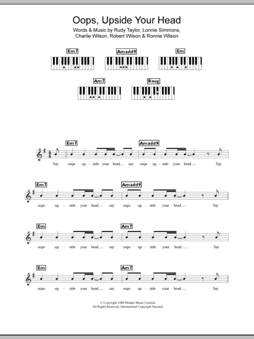 The Gap Band Oops Upside Your Head Sheet Music Notes & Chords for Piano, Vocal & Guitar - Download or Print PDF