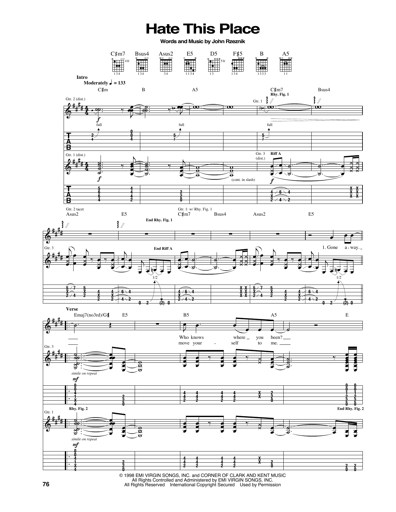 The Goo Goo Dolls Hate This Place Sheet Music Notes & Chords for Guitar Tab - Download or Print PDF