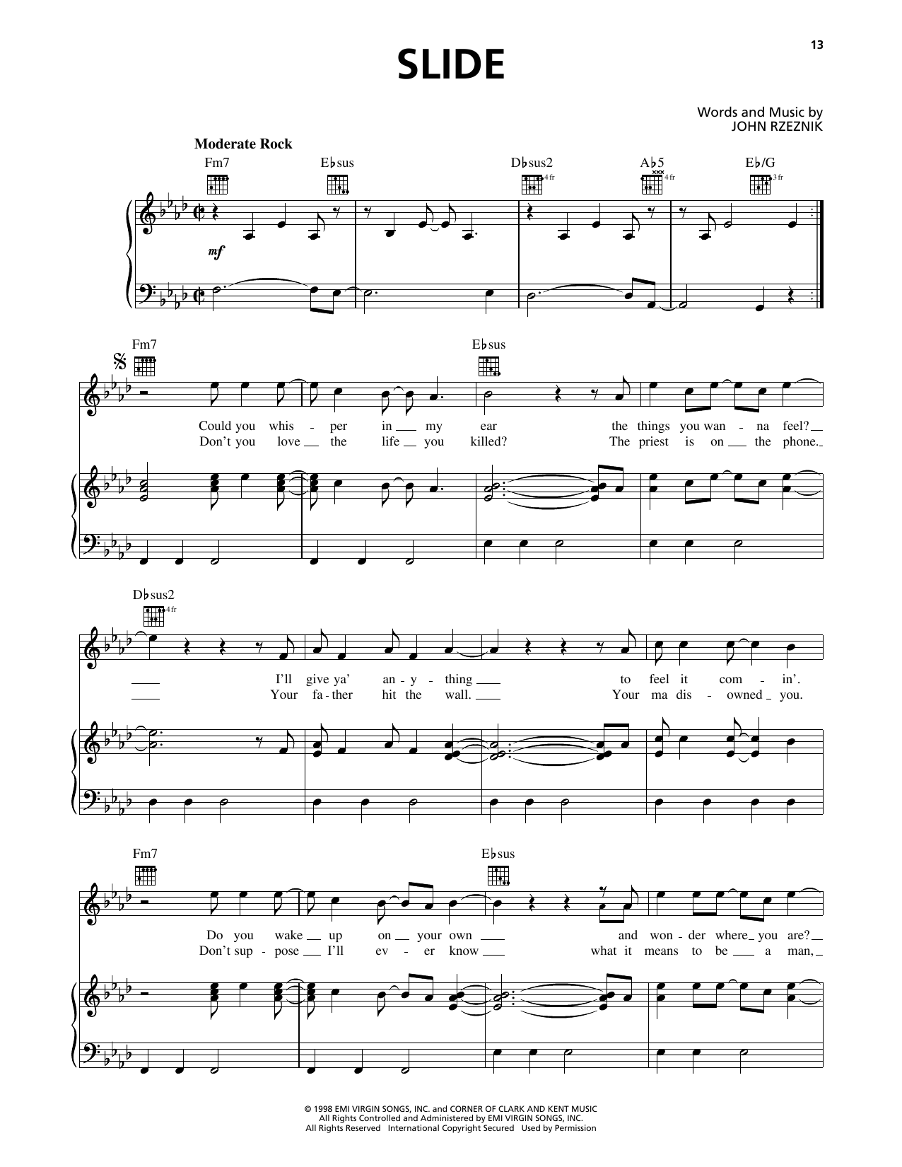 The Goo Goo Dolls Slide Sheet Music Notes & Chords for Guitar Tab - Download or Print PDF