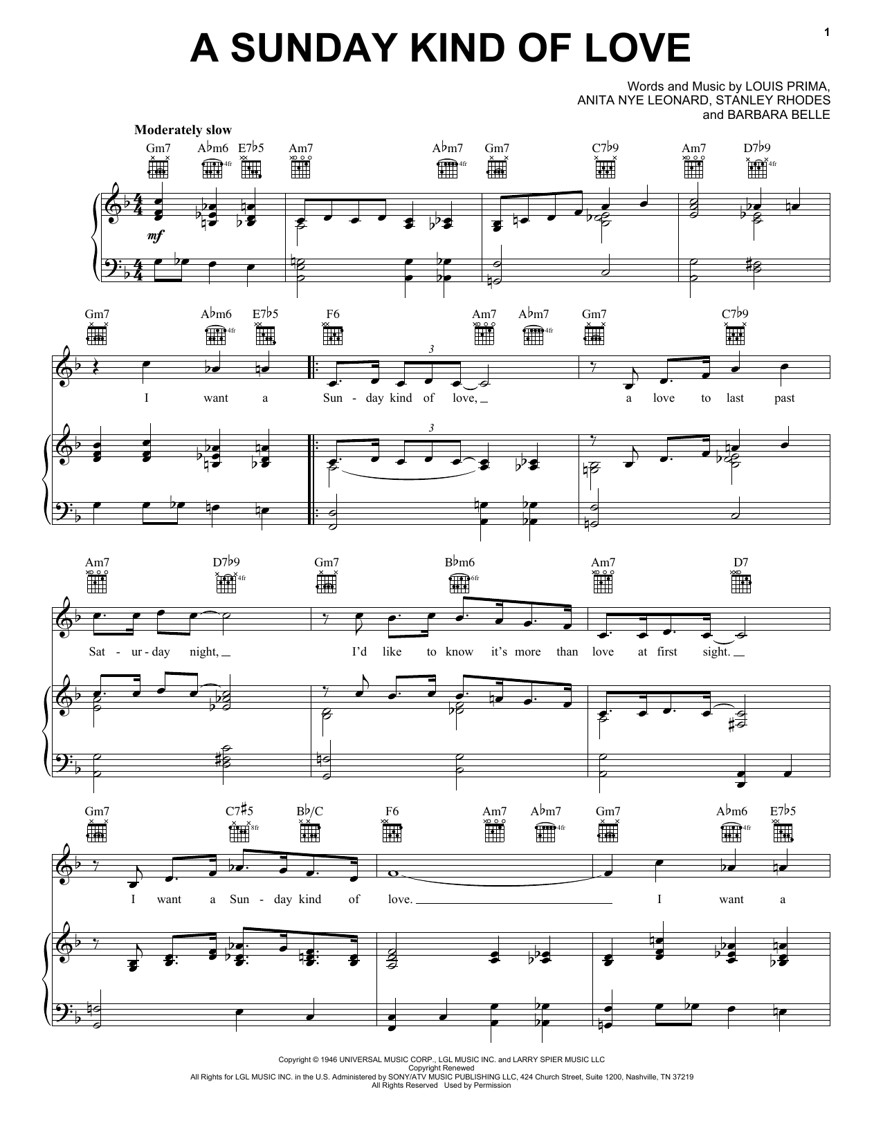 The Harptones A Sunday Kind Of Love Sheet Music Notes & Chords for Piano, Vocal & Guitar (Right-Hand Melody) - Download or Print PDF