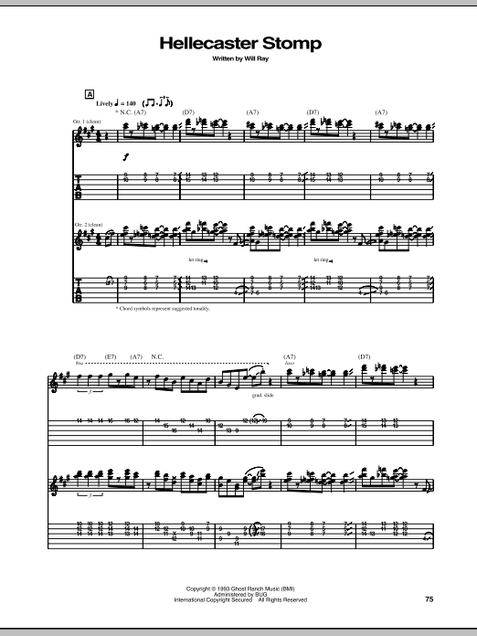 The Hellecasters Hellecaster Stomp Sheet Music Notes & Chords for Guitar Tab - Download or Print PDF