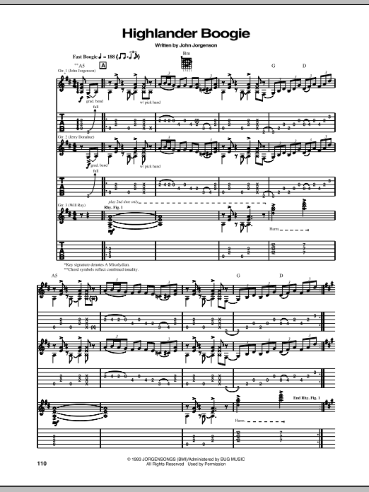 The Hellecasters Highlander Boogie Sheet Music Notes & Chords for Guitar Tab - Download or Print PDF