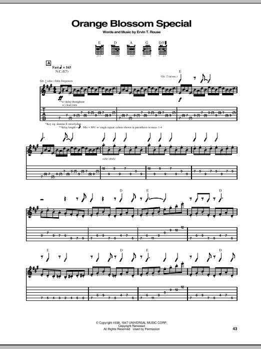 The Hellecasters Orange Blossom Special Sheet Music Notes & Chords for Guitar Tab - Download or Print PDF