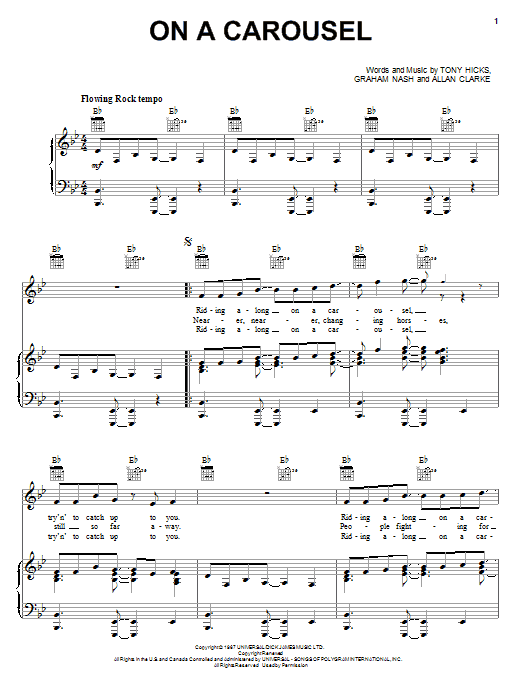 The Hollies On A Carousel Sheet Music Notes & Chords for Melody Line, Lyrics & Chords - Download or Print PDF