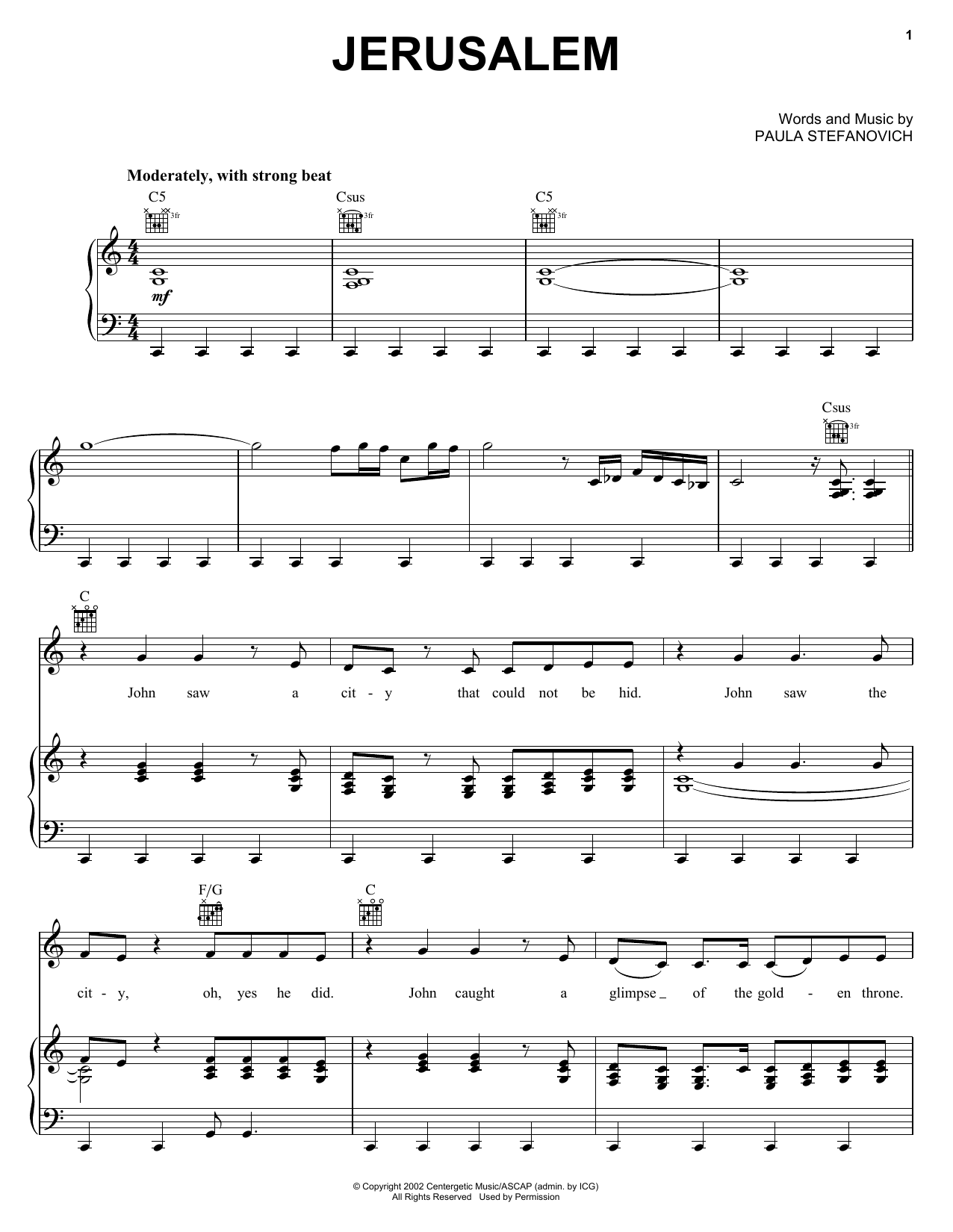 The Hoppers Jerusalem Sheet Music Notes & Chords for Piano, Vocal & Guitar (Right-Hand Melody) - Download or Print PDF