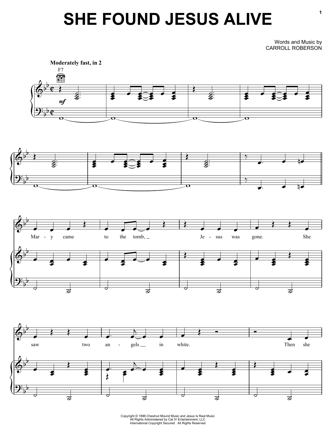 The Hoppers She Found Jesus Alive Sheet Music Notes & Chords for Piano, Vocal & Guitar (Right-Hand Melody) - Download or Print PDF