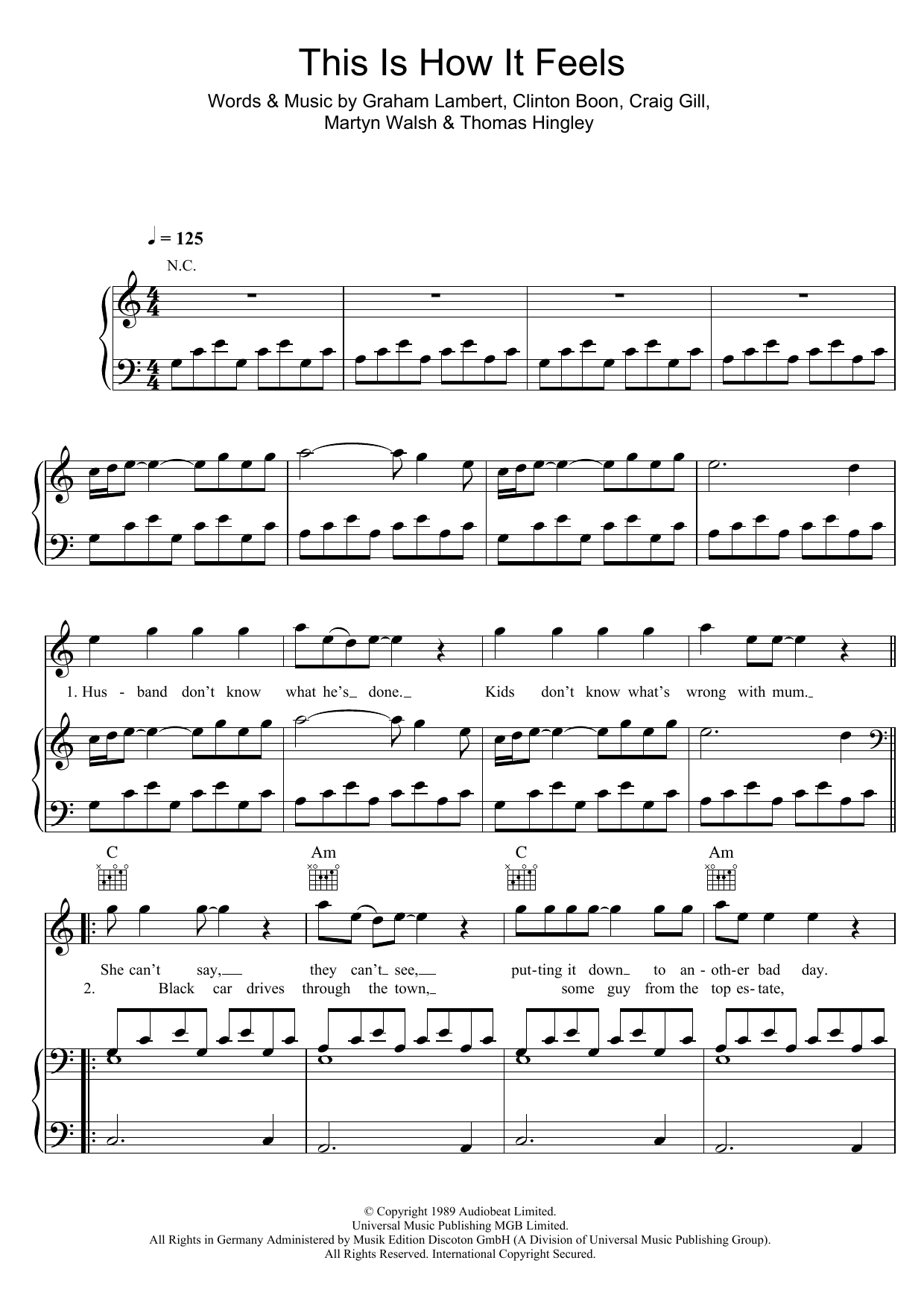 The Inspiral Carpets This Is How It Feels Sheet Music Notes & Chords for Piano, Vocal & Guitar - Download or Print PDF