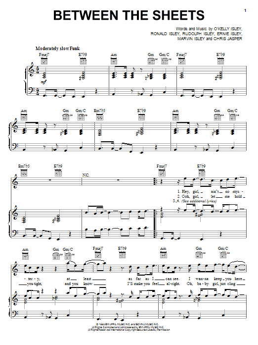 The Isley Brothers Between The Sheets Sheet Music Notes & Chords for Real Book – Melody & Chords - Download or Print PDF