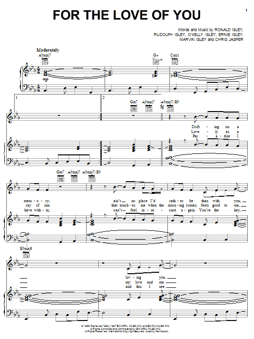 The Isley Brothers For The Love Of You Sheet Music Notes & Chords for Piano, Vocal & Guitar (Right-Hand Melody) - Download or Print PDF