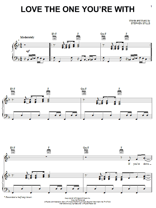 The Isley Brothers Love The One You're With Sheet Music Notes & Chords for Keyboard Transcription - Download or Print PDF