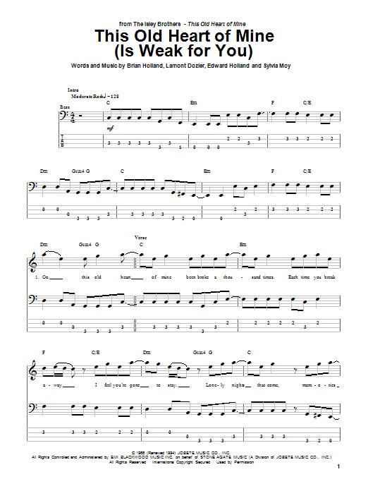 The Isley Brothers This Old Heart Of Mine (Is Weak For You) Sheet Music Notes & Chords for Real Book – Melody & Chords - Download or Print PDF
