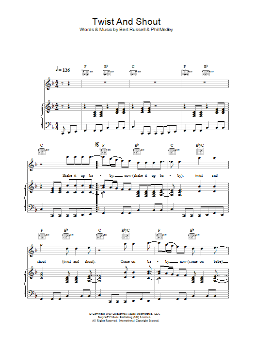 The Isley Brothers Twist And Shout Sheet Music Notes & Chords for Piano, Vocal & Guitar (Right-Hand Melody) - Download or Print PDF