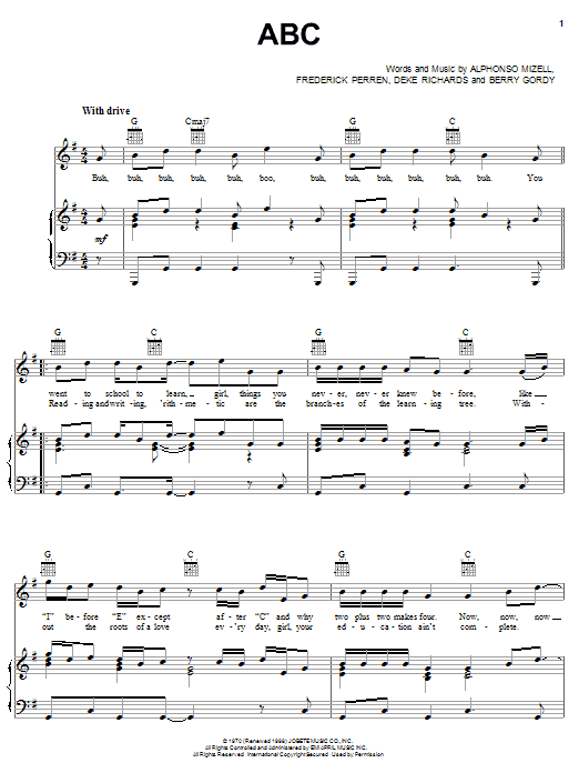 The Jackson 5 ABC Sheet Music Notes & Chords for Drums Transcription - Download or Print PDF