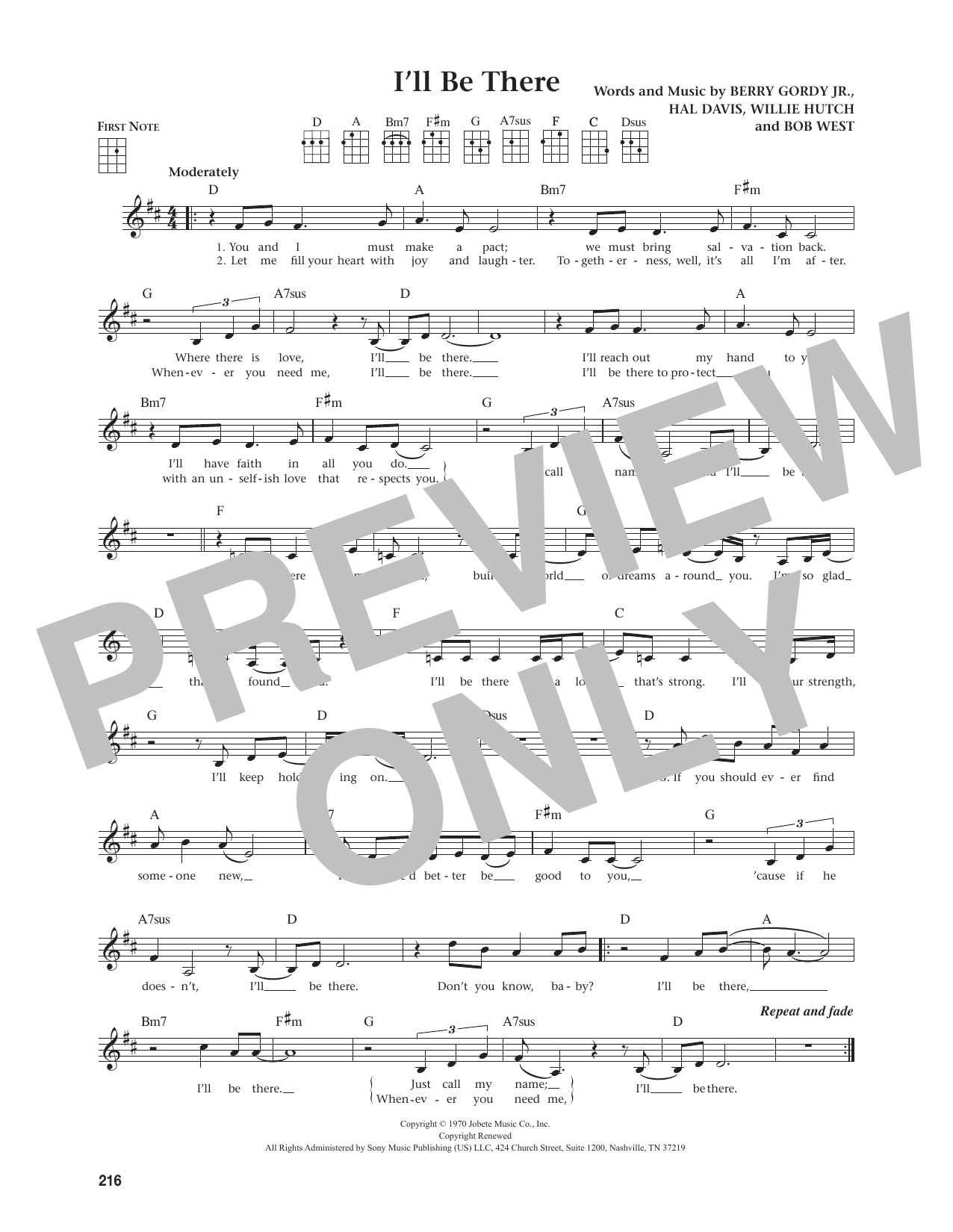 The Jackson 5 I'll Be There (from The Daily Ukulele) (arr. Jim Beloff) Sheet Music Notes & Chords for Ukulele - Download or Print PDF