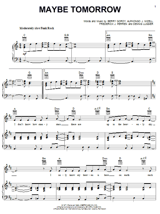 The Jackson 5 Maybe Tomorrow Sheet Music Notes & Chords for Easy Guitar - Download or Print PDF