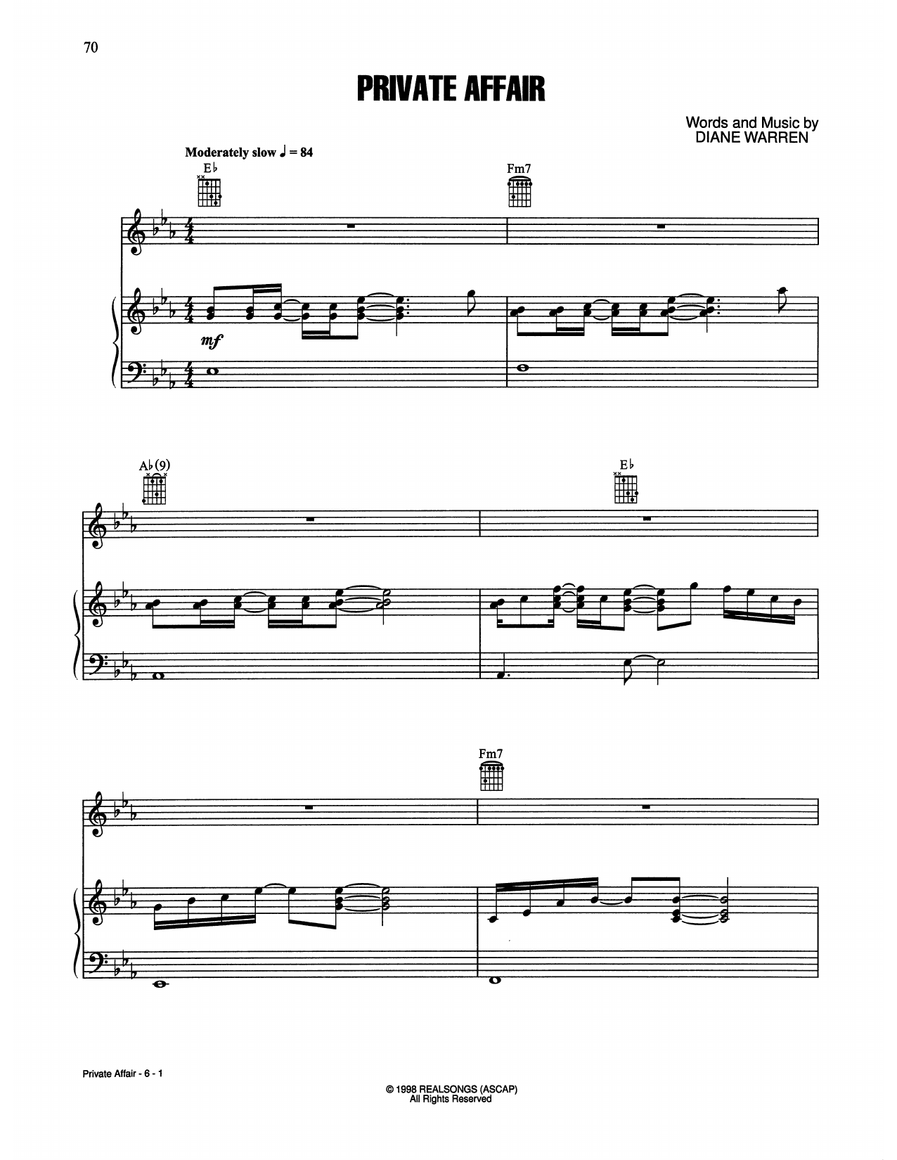 The Jacksons Private Affair Sheet Music Notes & Chords for Piano, Vocal & Guitar Chords (Right-Hand Melody) - Download or Print PDF