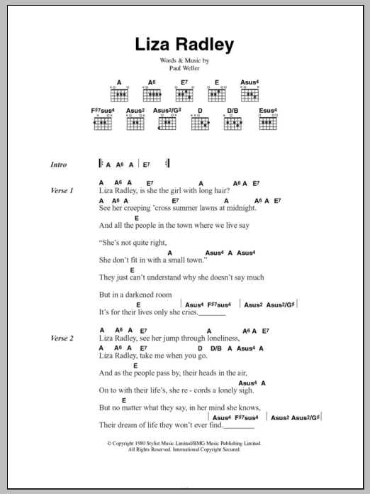 The Jam Liza Radley Sheet Music Notes & Chords for Guitar Tab - Download or Print PDF