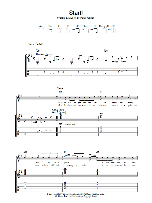 The Jam Start! Sheet Music Notes & Chords for Lyrics & Chords - Download or Print PDF