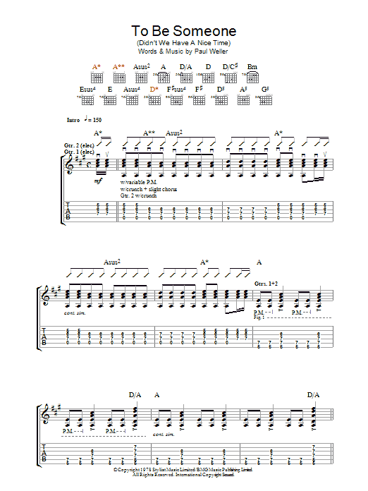 The Jam To Be Someone (Didn't We Have A Nice Time) Sheet Music Notes & Chords for Guitar Tab - Download or Print PDF