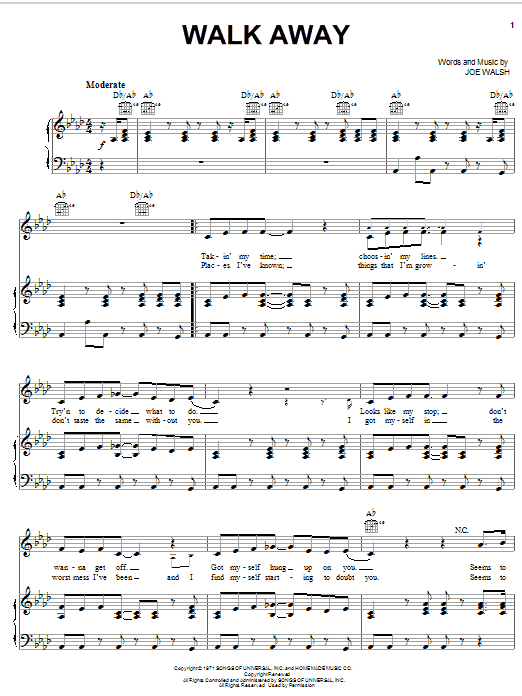 The James Gang Walk Away Sheet Music Notes & Chords for Guitar Tab - Download or Print PDF