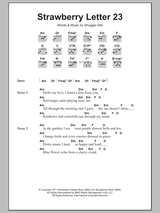 The Brothers Johnson Strawberry Letter 23 Sheet Music Notes & Chords for Lyrics & Chords - Download or Print PDF