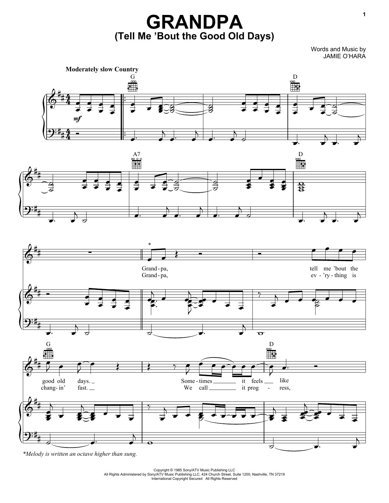 The Judds Grandpa (Tell Me 'Bout The Good Old Days) Sheet Music Notes & Chords for Easy Guitar - Download or Print PDF