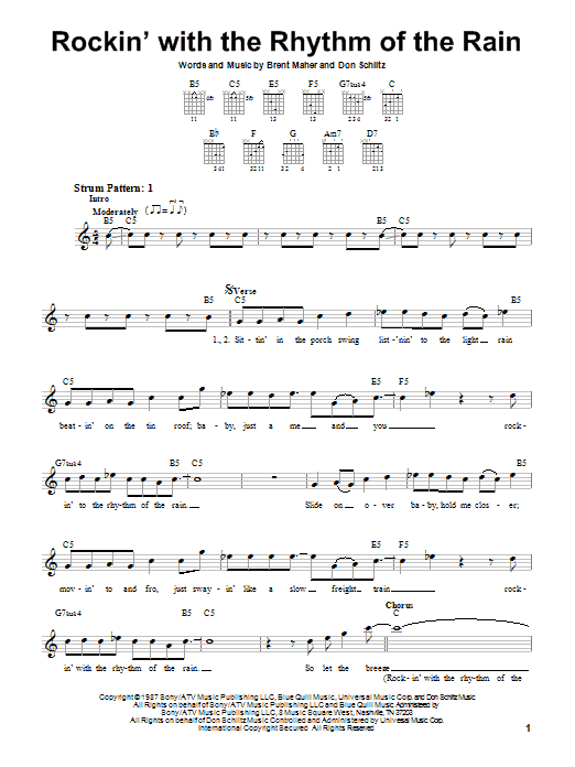 The Judds Rockin' With The Rhythm Of The Rain Sheet Music Notes & Chords for Melody Line, Lyrics & Chords - Download or Print PDF