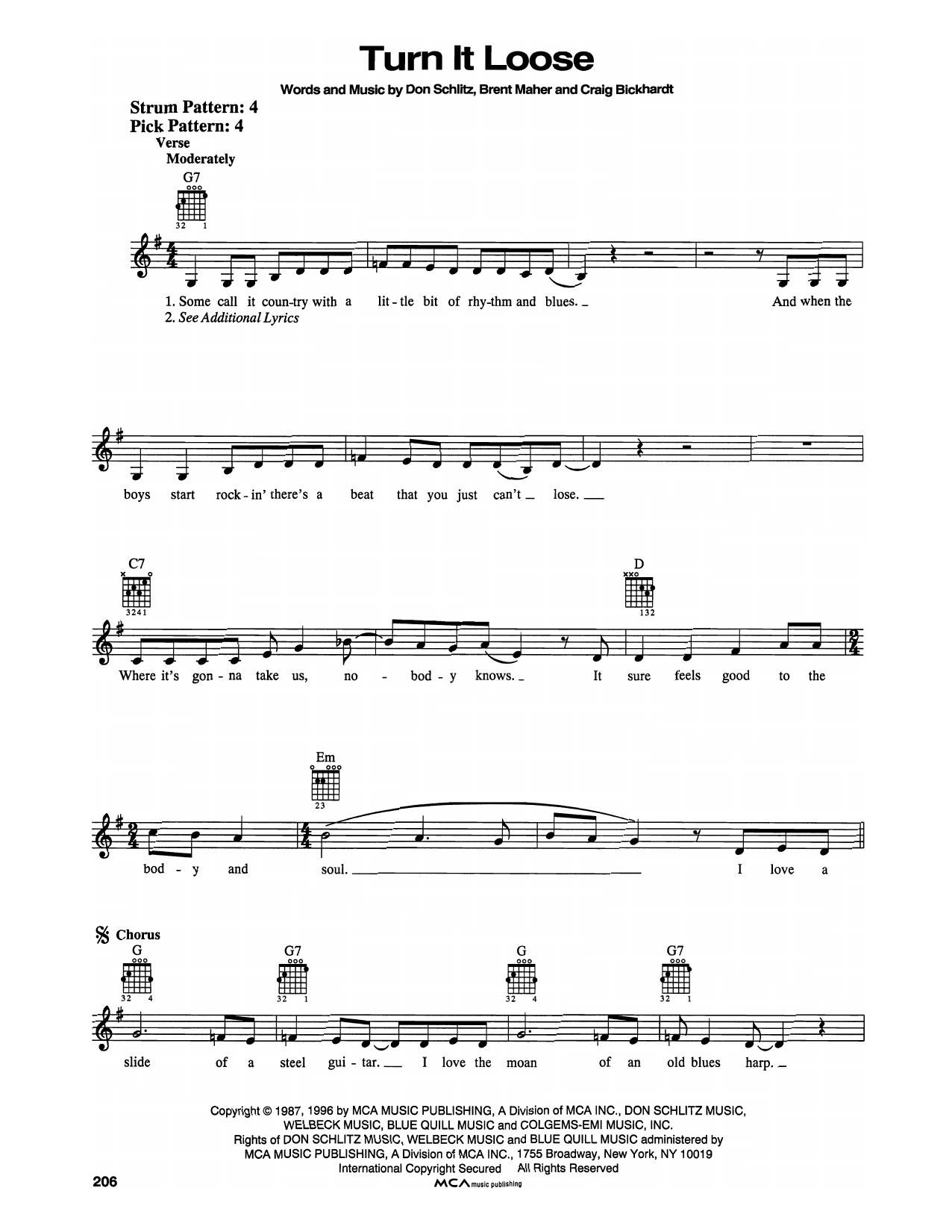 The Judds Turn It Loose Sheet Music Notes & Chords for Easy Guitar - Download or Print PDF