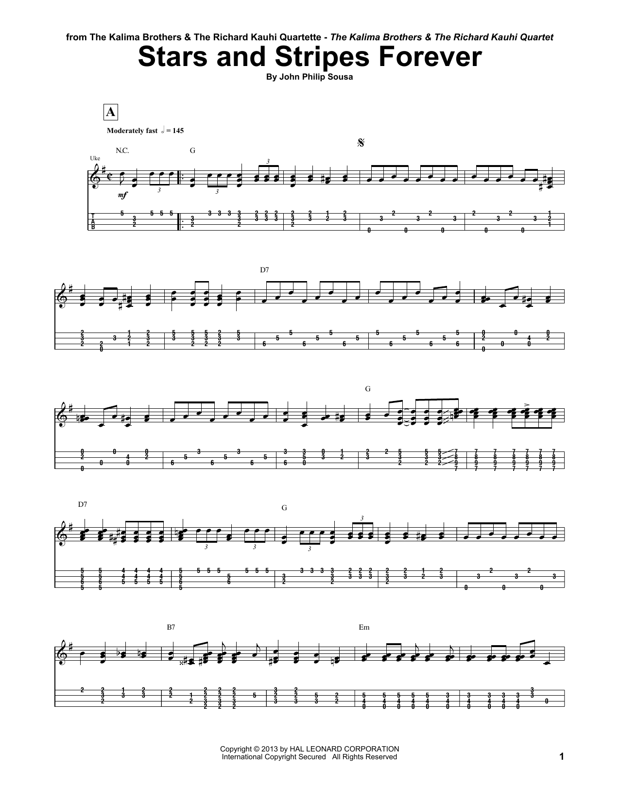 The Kalima Brothers Stars And Stripes Forever Sheet Music Notes & Chords for UKETAB - Download or Print PDF