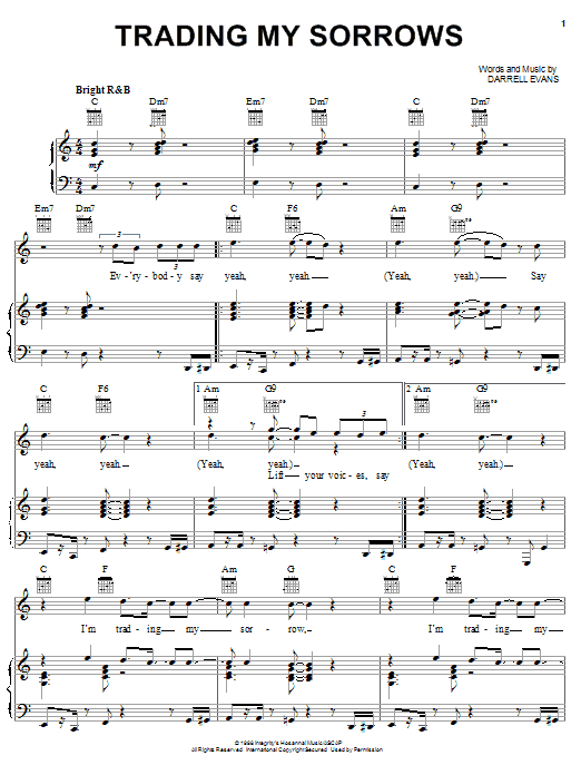 The Katinas Trading My Sorrows Sheet Music Notes & Chords for Piano, Vocal & Guitar (Right-Hand Melody) - Download or Print PDF The Katinas Trading My Sorrows Sheet Music Notes & Chords for Piano, Vocal & Guitar (Right-Hand Melody) - Download or Print PDF