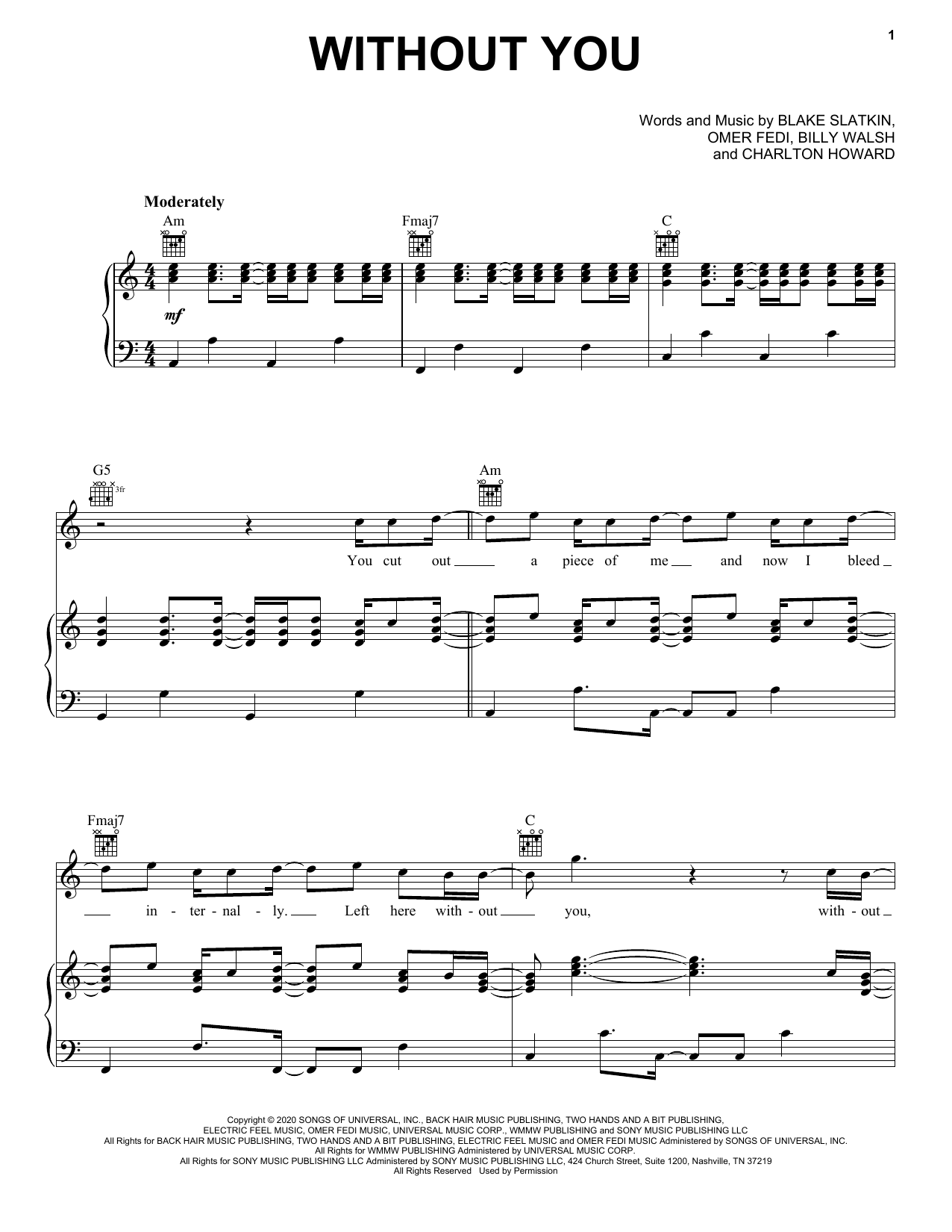 The Kid LAROI Without You Sheet Music Notes & Chords for Easy Guitar Tab - Download or Print PDF