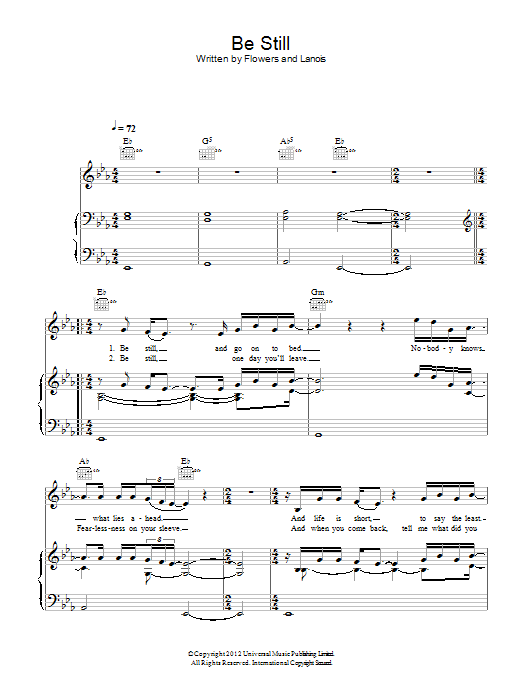 The Killers Be Still Sheet Music Notes & Chords for Piano, Vocal & Guitar (Right-Hand Melody) - Download or Print PDF